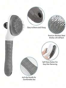 PETSIN 1pc Dog Brush, Cat Brush, Flea Comb, Automatic Cleaning Brush, Pet Grooming Brush, Pet Massage Brush, Shedding Grooming Brush, Mat Breaker Tool, Dematting Comb, Automatic Hair Removal Brush, Pet Cleaning Tool, Hair Collection Label, Dog Brush, Cat Brush, Pet Hair Collector Comb, Animal Accessories, Pet Supplies