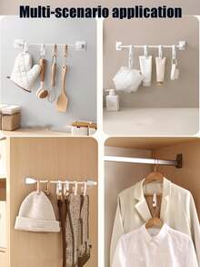 10 pièces Crochets de rangement multifonctions pour cuisine et salle de bain, pinces à rideaux avec crochets de suspension