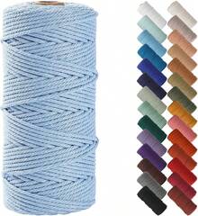 NOANTA Blue Macrame Cord 3mm X 109yards, Colored Macrame Rope, Cotton Rope Macrame Yarn, Colorful Cotton Cord Wall Hanging, Plant Hangers, Crafts, Knitting