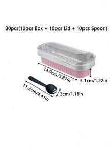 30个（10个盒子+10个盖子+10个勺子）长方形有盖烘焙包装盒，创意简约实用多功能大容量甜品盒，适用于烤奶酪、红薯、寿司、烤榴莲、面包、甜品店、餐厅、厨房、家居、派对、婚礼、毕业典礼、万圣节、圣诞节