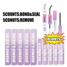 10/5/3/1 unidades Pegamento y sellador de pestañas de 10ml, removedor de 5ml, resistente al agua y de larga duración para uso todo el día, 2 en 1 para extensiones de pestañas DIY