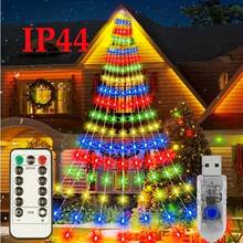 1 pieza Árbol de Navidad de 180 LED Cascada de Hadas, Luz de Corona de 9 Caídas de 200 cm, Luces de Cortina con Control Remoto 8 Modos, Adecuado para Decoración de Habitación de Bebé, Decoraciones Navideñas, Decoraciones de Árbol de Navidad, Decoraciones de Boda