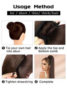 PIAOYUN Drawstring Ponytail Extension 40 Inch Highlight Blonde Long Straight Clip In Hair Extensions Soft Natural Looking Synthetic Hairpiece For Women Girls Party Daily Use - Blonde Highlight - View 4