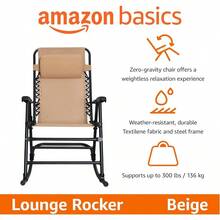 Outdoor Patio Folding Reclining Lounge Rocking Chair With Pillow Affordable Folding Chairs For Outside Beige 33.6 X 37.4 X 26 InchTang - Màu be - Xem 4