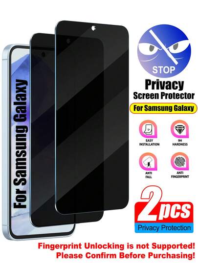 ZYONS [2 Packs] Compatible With Samsung Galaxy Series Privacy Tempered Glass Screen Protector, Anti-Spy Protective Film Compatible With Samsung Galaxy S/A Series [Phone Case Friendly] [Anti-Scratch], Compatible With Samsung Galaxy A56 A55 A54 A53 A52 A36 A35 A34 A33 A32 A26 A25 A24 A23 A22 A16 A15 A14 A13 A12 A06 A05 A04 A03 A02 S25 S24 FE S23 S22 M06 F06 Series Screen Protection Essentials, Applicable To Daily Shield, Office, Home Privacy Screen Protector Phone Screen Protector Phone Accessories Waterproof Shockproof Anti-Fall Anti-Fall Anti-Fingerprint Full Cover