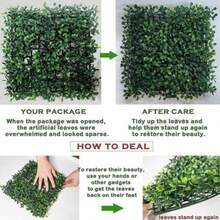 12 pezzi Parete in erba artificiale, pannello decorativo da parete in plastica verde con foglie finte, rampicanti di edera finta, adatto per giardino, cortile, semplice decorazione per la casa con foglie artificiali, piante finte