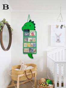 1 pièce Sac de rangement suspendu à 4 couches en forme de dinosaure vert, organisateur suspendu sur porte en forme de dinosaure de dessin animé, organisateur de rangement mural suspendu pour petites voitures, sac de rangement suspendu pliable, pour cuisine, chambre d'enfant, salle de bain, placard, chambre, dortoir, couches pour bébé.