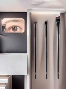 Set di 3 pennelli trucco con forma unica a lama per sopracciglia, eyeliner liquido e pennello per sopracciglia obliquo, adatto per principianti