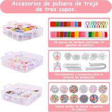 Cuentas para Pulseras, Sebami Kit para Hacer Pulseras con 4655 Piezas Accesorios, Kit Portátil de Manualidades,Cuentas para DIY con 3 Niveles de Cajas de Amacenamiento para Ni?os y Adultos - En blanco y negro - Ver 2