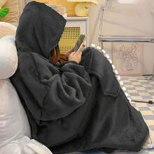 3件套超柔软可穿戴毯子连帽衫 - 成人法兰绒抓绒毯子卫衣（男女通用），宽松版型，超级舒适保暖，带口袋和袖子，均码，理想的圣诞节、星期五礼物 - 彩色 - 查看 2