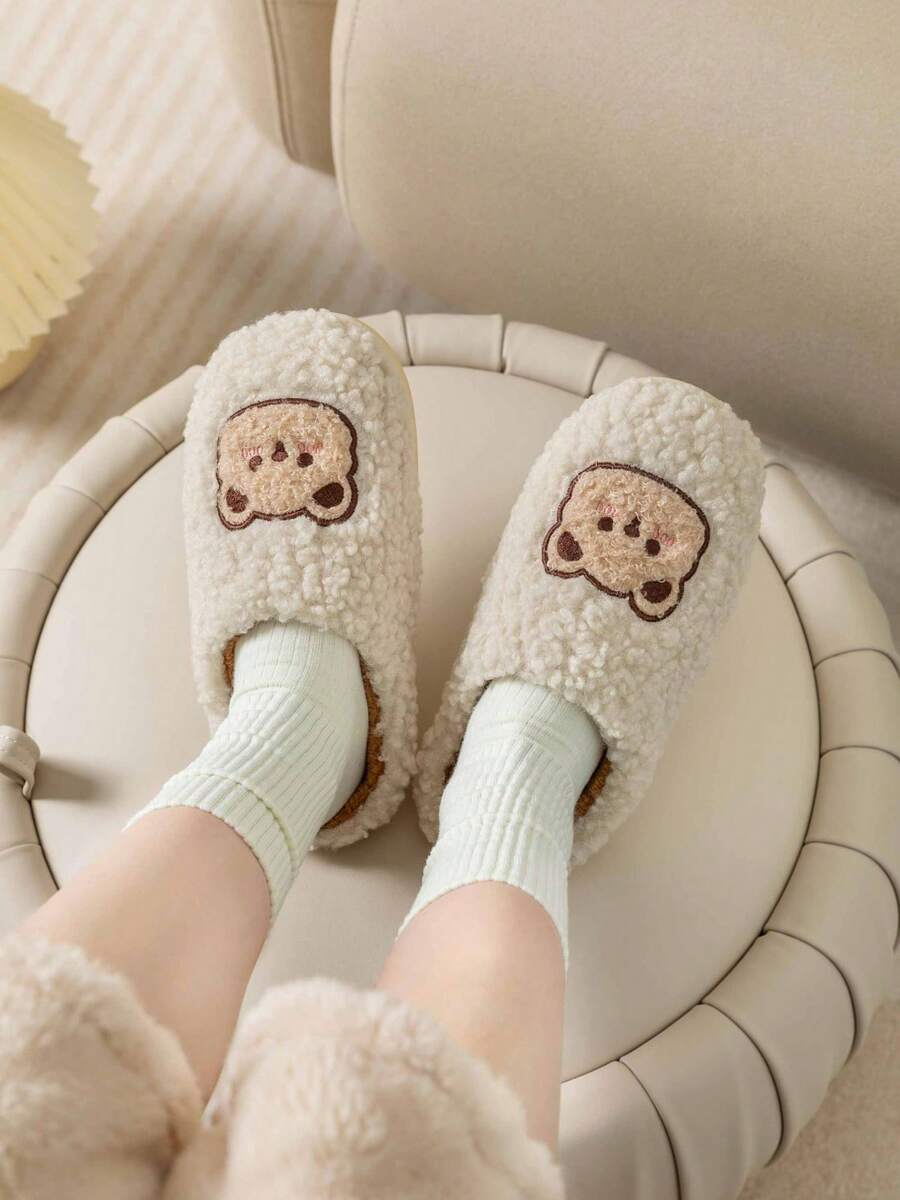 Damen süße Cartoon Bär Plüsch Hausschuhe, rutschfest, verschleißfest und bequem warm für Herbst/Winter zum Tragen in Innenräumen
