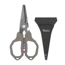 Tijeras de pesca profesionales de 6.4 pulgadas con hojas serradas duales, tijeras para línea de pesca trenzada con recubrimiento de titanio, agarre antideslizante y herramienta multifunción, incluye funda rígida moldeada con cierre, con abridor de botellas