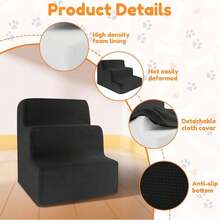 3-Tier Pet Climbing Ladder, Includes Sofa Step, Bedside Step, Cat Climbing Ladder, Dog Climbing Ladder, Foldable Anti-Slip, Serves Training And Play, Detachable Steps For Easy Cleaning