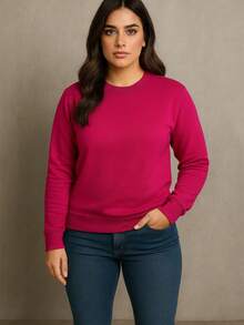 Women Sweatshirts - Hot Pink - View 3