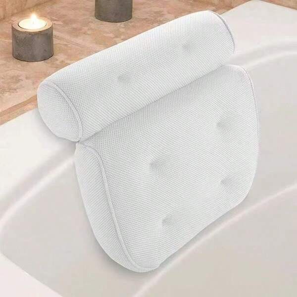 1pc 3D Bath Pillow, Waterproof Bath Tub Cushion With 6 Suction Cups, Non-Slip Bathtub Mat, Machine Washable, Comes With Hanging Hook, Ideal Mother's Day Gift For Mom