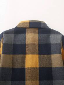 男童格子单排扣长袖衬衫