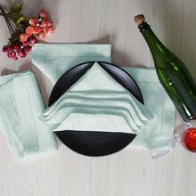 Linen Flax Cotton Cloth Dinner Napkins Set Of 12 U2013 20x20 Natural Hemstitched Fabric U2013 Washable Elegant Reusable Table Napkins Weddings, Parties Dining Dcor - 淡藍色 + 18 英吋 x 18 英吋(4 件組)+ 抽絲斜角 - 查看 8