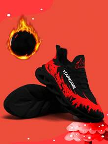 Custom Women's Christmas Plush Lining Sneakers With Personalized Name Print, Festive Santa Belt Design Cozy Shoes With Customized Photo, Lightweight Comfortable Soft Bottom Warm Sneakers For Men And Women, Gym Training Breathable Tennis Shoes, Unique Christmas Gift For Mom/Dad/Her/Him/Girlfriend/Boyfriend/Wife/Husband/Friend ﻿ - Black - View 4