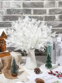 10pcs Artificial Christmas Tree Ornaments, Faux Cedar Leaves, Suitable For Home Decor, Wreaths Christmas Decorations Room Decor