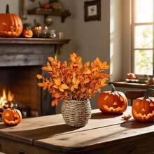 1pc Artificial Autumn Leaf Basket, Holiday DIY Decor, Suitable For Halloween, Thanksgiving, Etc. Can Be Used To Decorate Home Living Room, Dining Table, Create A Harvest Atmosphere, And Also For Garden Embellishment. Maintenance-Free, Long-Lasting Natural Elegance, Infusing Spaces With A Rich Autumn Ambiance, A Practical And Useful Item For Holiday And Everyday Decoration.