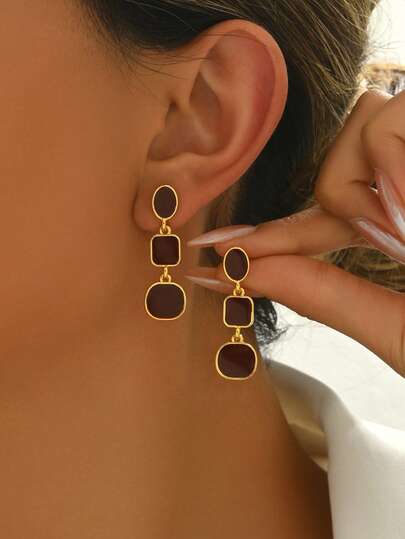 1 par de pendientes colgantes con borlas de forma geométrica estilo francés para mujeres, adecuados para bodas y uso diario