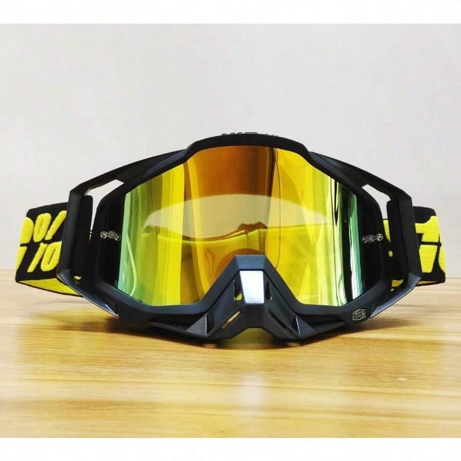 "2025 Sports Riding Goggles, 100% Full Frame PC Protective Eyewear, Anti-Dust Windproof Outdoor Cycling Glasses For Men And Women - Khung xe R12 toàn màu đen - phim chống đỏ - Xem 1