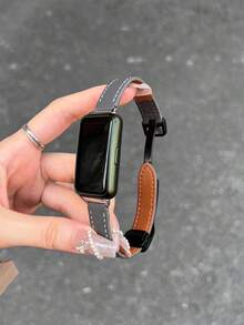 1 Dây đeo đồng hồ bằng da có khóa từ có thể gập lại, tương thích với Band 10/9/8/7 phiên bản NFC - Xám - Xem 6