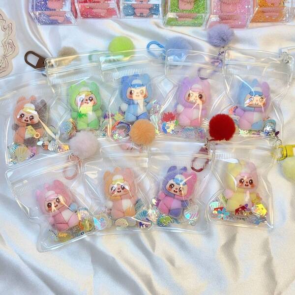 1pc Fashion Cartoon Cute Dopamine Colorblock Flocked Doll DIY Decor Accessory, Bag Charm, Keychain, Holiday Decoration Small Gift