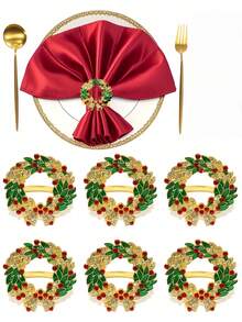 إكليل معدني مطلي بالراين ستون ، إكليل راين ستون أنيق - تصميم توت أحمر - حلقة معدنية ثقيلة الوزن لحفلات العطلات ، حفلات الزفاف - ديكور مركزي للمطعم سهل التنظيف - إعداد طاولة عيد الميلاد ، ديكور المنزل للعطلات ، إكليل متين ، ديكور الزفاف ، إكليل العطلات