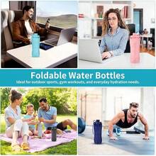 Silicone Collapsible Bottles,Lightweight Reusable Leakproof Traveling Camping Hiking Cycling Sports Outdoor,Foldable Portable Travel Bottle 600ML Dark And Purple 2Pack. - Dark Blue - View 10