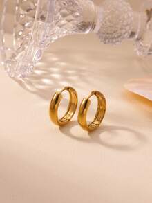 1 Pair Cute Hoop Earrings For Women Stainless Steel Gold Color Piercing Earring 2025 New Fashion Wedding Couple Party Jewelry Gift