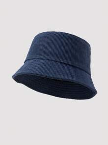 1pc Men's Fashion Corduroy Solid Color Bucket Hat, Suitable For Autumn/Winter Daily Outfits - A - View 6