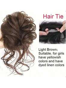 1 件女士花朵发髻凌乱发圈，自然蓬松长发马尾辫发片，发型套装，美发工具套装 - 棕色 - 查看 13