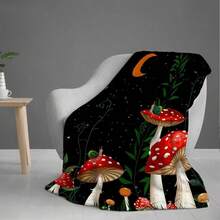 1pc Night Mushroom & Snail Pattern Throw Blankets.Soft Blanket. Cozy Soft.Suitable For Couches. Beds. Travel. Camping. Living Rooms. Offices.280gsm Ideal For Fantasy Lovers And As A Whimsical Gift - trắng - Xem 7