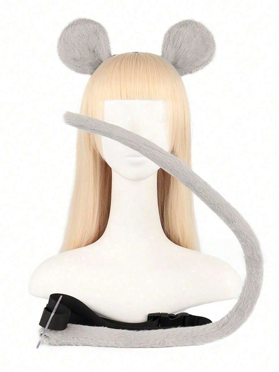 1 Băng đô tai chuột chân thực, Phụ kiện cosplay chuột Hamster, Đạo cụ biểu diễn, Thích hợp cho Giáng sinh, Trang phục lễ hội - Nhiều màu - Xem 1