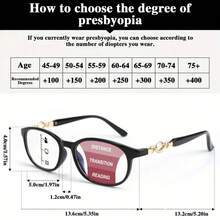 1 副女士渐进多焦点阅读眼镜 - 红色和金色装饰镜框，适合近视、中视和远视，非处方时尚眼镜，非常适合女性生日/周年纪念礼物，耐用的金属铰链设计 - 彩色 - 查看 6