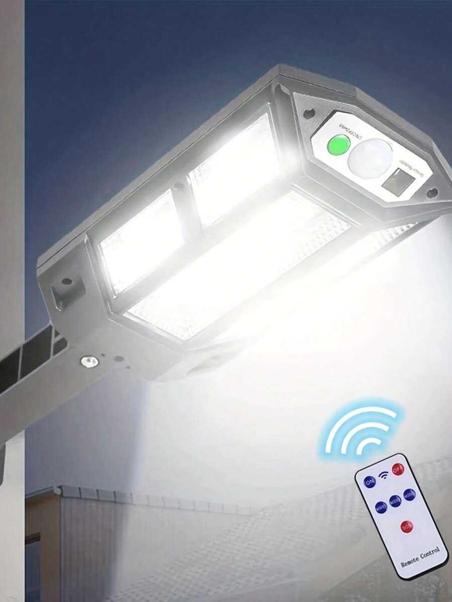 1 pieza Luz de pared solar ultra brillante de 6500K con control remoto, sensor de movimiento y 43 LED para iluminación de patio, resistente al agua IP65