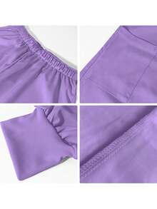 Pijama Uniforme Antifluidos Mujer Y Conjunto top de manga corta con pantalones, Enfermeras uniformes de verano de manga corta separa traje de enfermería uniformes de enfermería traje de lavado a mano ropa elástica de secado rápido top de manga corta con pantalones - Púrpura malva - Ver 9