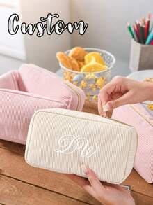 Personalized Cosmetic Bag, Custom Corduroy Makeup Bag, Name Makeup Bag, Monogrammed Toiletry/Makeup Bag, Bridesmaid Gifts, Bachelorette Party Gifts, School Supplies, Back To School, School Gifts, For Office, For School, For Classroom, For Coworkers, For Dorm Rooms, Middle School StudentsChristmas Beauty Accessories