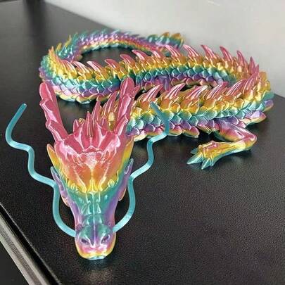 KEYCEO The Creative Dragon Model, Made With 3D Printing, Showcases A Cool Chinese Dragon With A Multi-Color Gradient Effect. This Is A Unique Ancient Mystical Creature Ornament, Suitable As A Halloween And Christmas Gift, Making It A Perfect Choice For Family And Friends. It Is Also Very Suitable As A School Gift And Can Be Used As A Birthday Present.