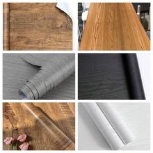 1 rolo de papel de parede autoadesivo com textura de madeira, à prova d'água, resistente a óleo, removível, para decoração de sala de estar, quarto, cozinha, papel de parede para mesa, porta de armário, película de cobertura para renovação, faça você mesmo, fácil instalação, adesivo de parede 17,7 pol. x 39,3 pol./118,1 pol./196,8 pol. - Ferrugem Marrom - Ver 2