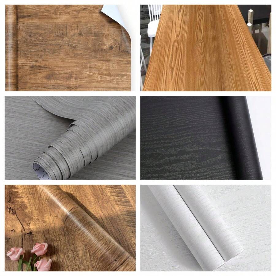 1 rolo de papel de parede autoadesivo com textura de madeira, à prova d'água, resistente a óleo, removível, para decoração de sala de estar, quarto, cozinha, papel de parede para mesa, porta de armário, película de cobertura para renovação, faça você mesmo, fácil instalação, adesivo de parede 17,7 pol. x 39,3 pol./118,1 pol./196,8 pol.