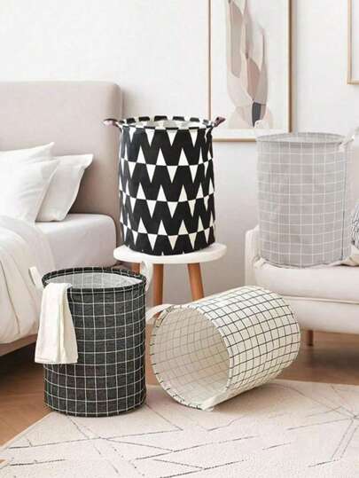 1pc Foldable Round Laundry Basket - Durable & Large Capacity, Portable Dirty Clothes Basket With Easy-Carry Handle - Suitable For Home, Dorm, Travel Storage, Laundry Hamper