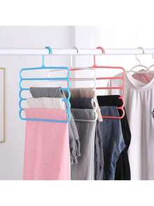 1/5/10pcs 5-Tier Plastic Multi-Functional Pants Hanger, Can Be Used To Store Ties, Scarves And Pants - Multicolor - View 6