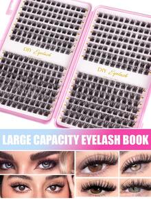 384pcs/Set Large Capacity D-Curl Fluffy False Eyelashes Kit, Thick & Voluminous, Multiple Combinations, Natural & Soft. The Set Includes Eyelash Glue, Adhesive, Setting Gel, Tweezers, And Eyelash Brush, Suitable For Sparse Lash Clusters And False Lashes. Suitable For Travel, Daily Wear (For Beginners), Weddings, Dates, Parties, Holidays, Also Makes A Great Christmas/Halloween/Gift Eyelash Set. - 黑色 - 查看 5