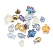 20 件/包水晶玻璃珠，渐变双色果冻海洋系列吊饰 - 鱼、海星、蜗牛、贝壳，DIY 珠宝制作配件，可用于项链、耳环、手链、钥匙扣、手机挂绳、汽车装饰