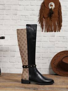 Botas Over-The-Knee de Moda Feminina, Botas de Montaria com Salto Grosso para Outono/Inverno, Novos Lançamentos Botas Altas com Zíper Lateral, Botas de Eixo Alto Versáteis, Botas de Salto Grosso de Estilo Ocidental Casual de Ponta Redonda, Botas de Eixo Longo para Férias, Botas de Inverno Confortáveis, Botas Country Femininas