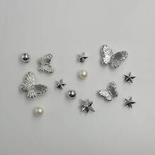 13pcs DIY Shoe Decoration Charms - Glittering  Hole Shoe Flower Decor, Fashionable Decorate For Clogs, Removable