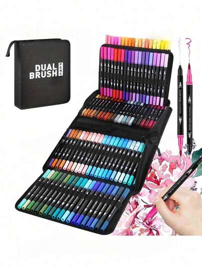 Marcador de doble punta, marcadores de arte de punta fina y suave para colorear, caligrafía, dibujo y manualidades para adultos y niños, útiles escolares para volver a la escuela