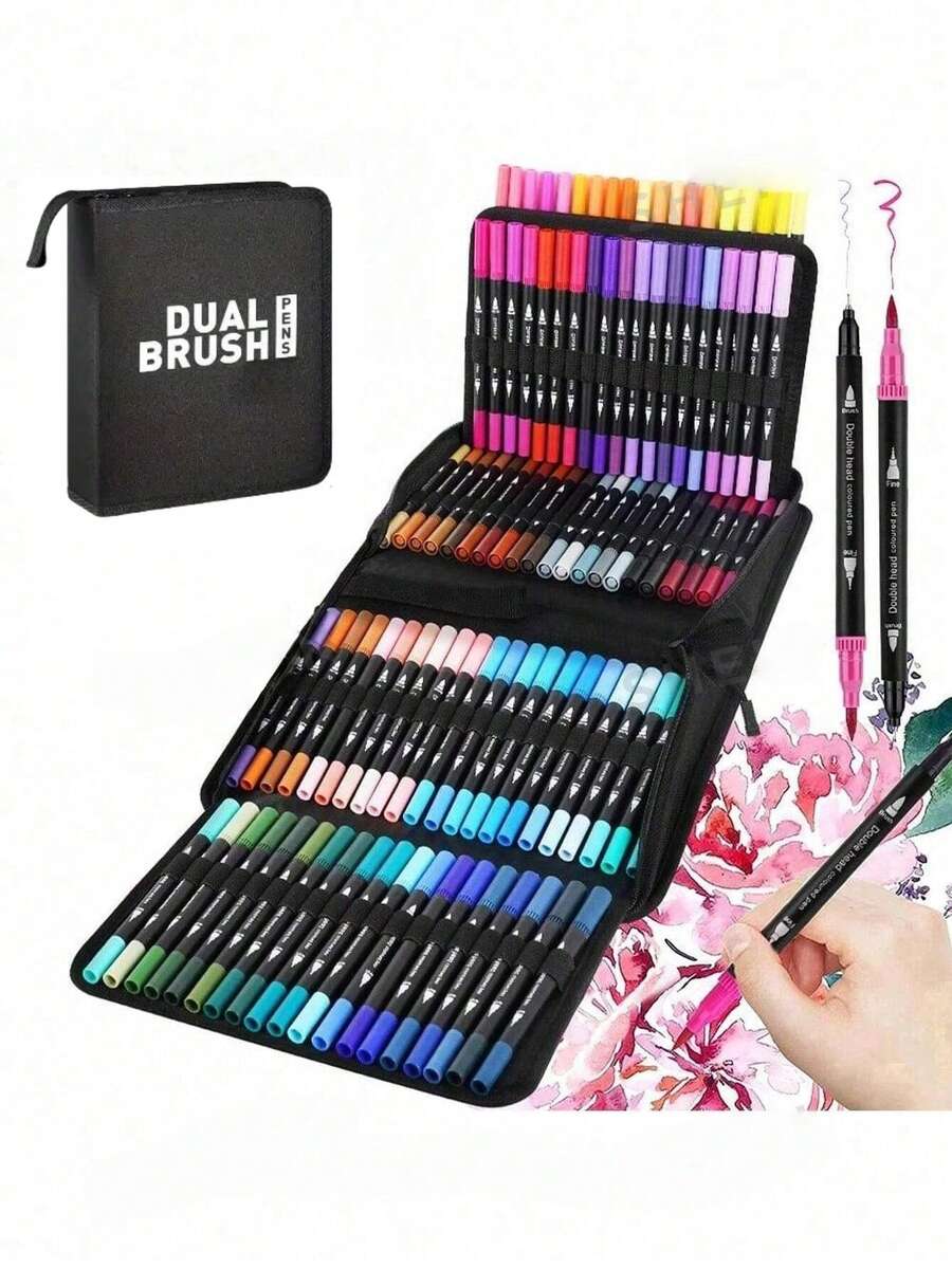 Pennarello a doppia punta, marcatori d'arte a doppia punta fine e morbida per adulti e bambini, per colorare, calligrafia a mano, scrittura, pianificatore, diario, note, disegno artistico, artigianato, forniture scolastiche per il ritorno a scuola